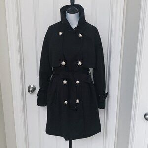 NWT Women's Double Breasted Long Sleeve Lapel Belt Quilted Trench Coat Jacket